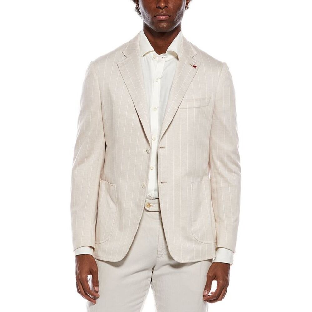 Isaia Mens Linen-Blend Jacket, Brown